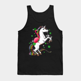 Flamingo Riding Unicorn St Patricks Day Irish Tank Top